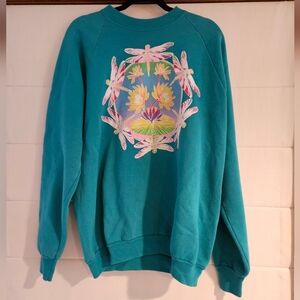 Vintage Print Crew Neck Floral/Grandma Sweatshirt, Sz. XL